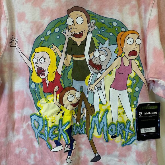 Rick And Morty De Kryptic Pink And White Tie Dye Shirt Size Large NWT - Picture 4 of 5